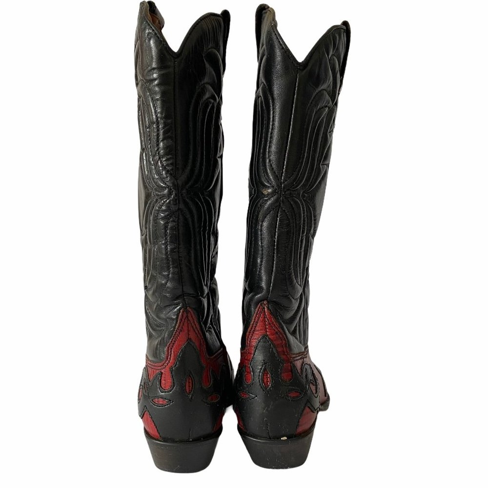 Flings Sundance Red Black Leather Cowboy Boots - Picture 4 of 9